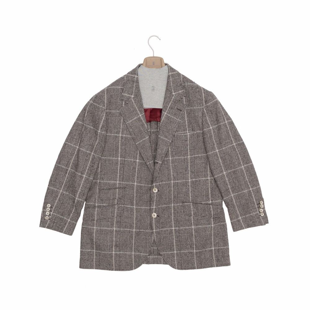 $6350 Brunello Cucinelli Men Alpaca-Wool Plaid Print Sport Coat IT 56 US 46
